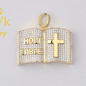 Iced Out Custom Holy Bible Cross Pave Pendant